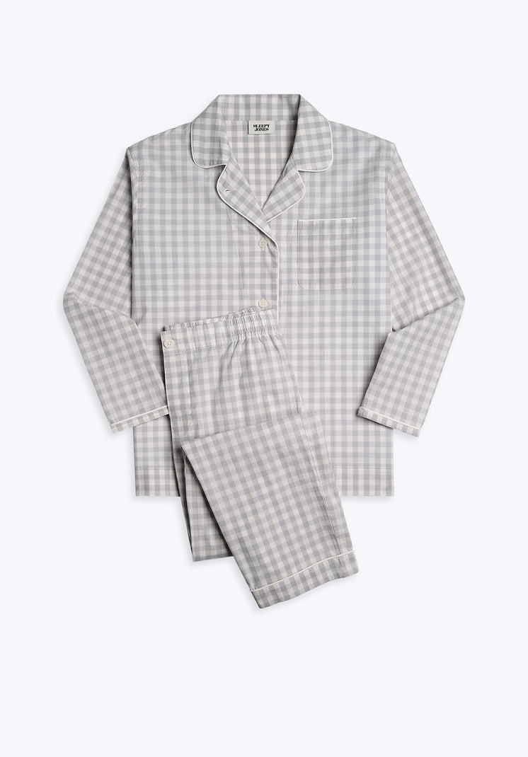 Bishop Pajama Set in Large Grey Gingham